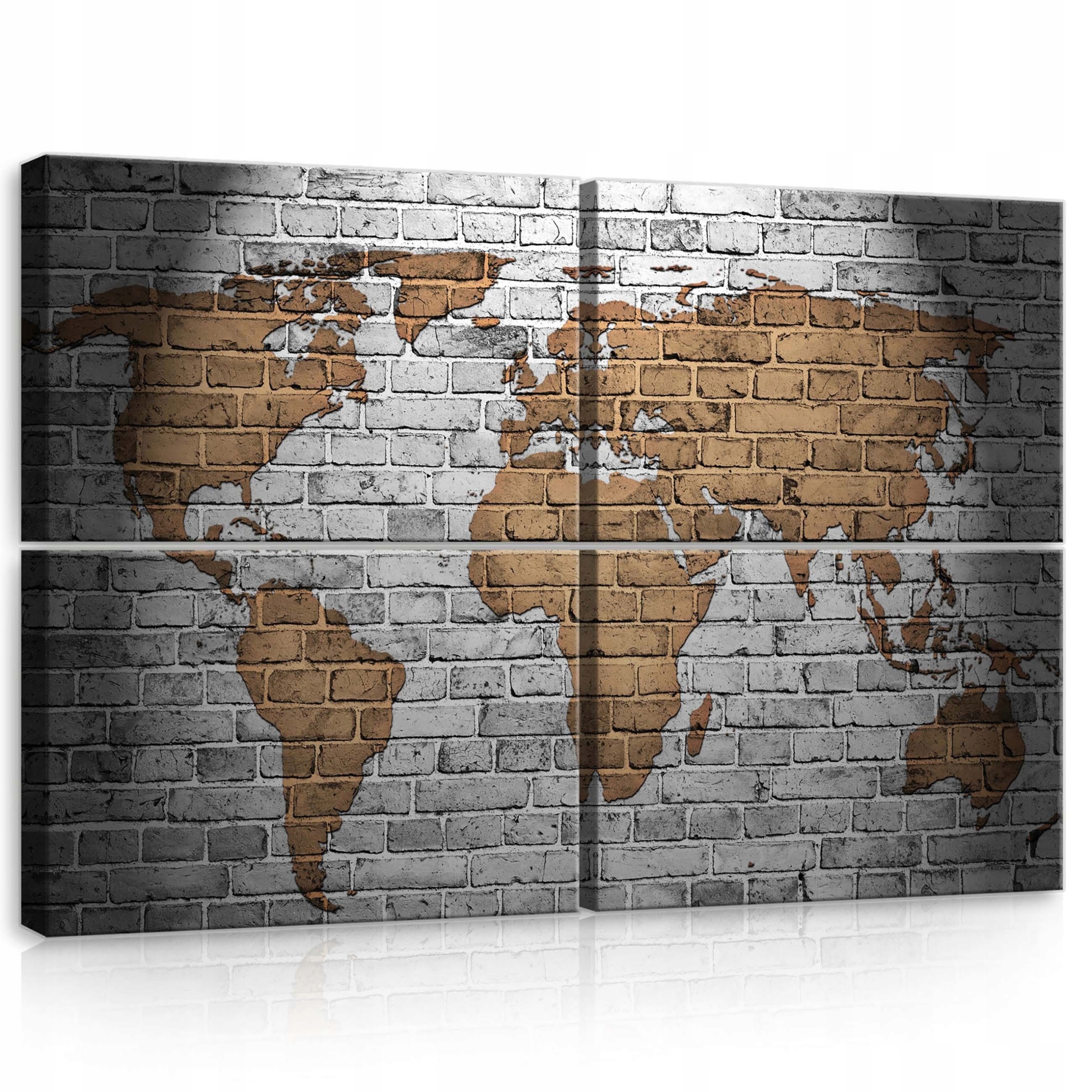 Obraz 120x80 Mapa světaabstrakční cihlová zeďšedácestovánígeografie