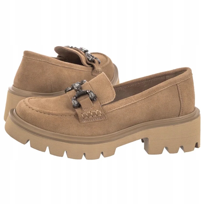 Polobotky Mokasíny Semišové Dámské Filippo Béžové DP6475/24