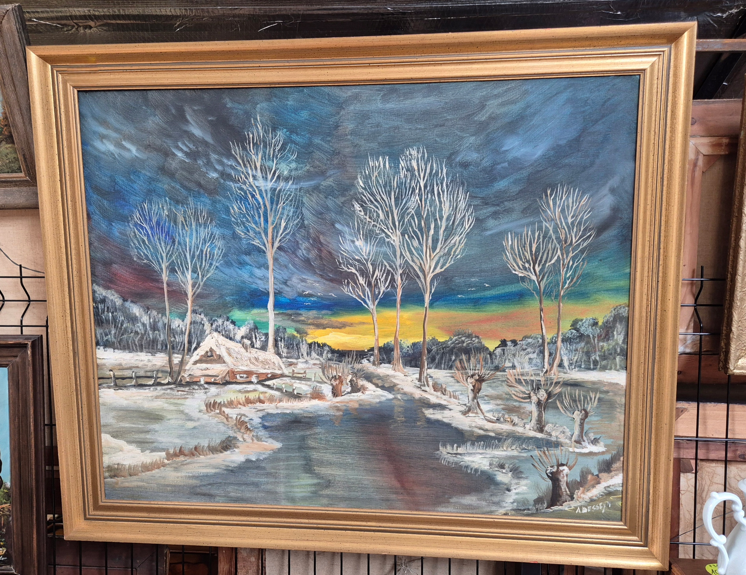 Zimowy pejzaż – obraz olejny na płótnie