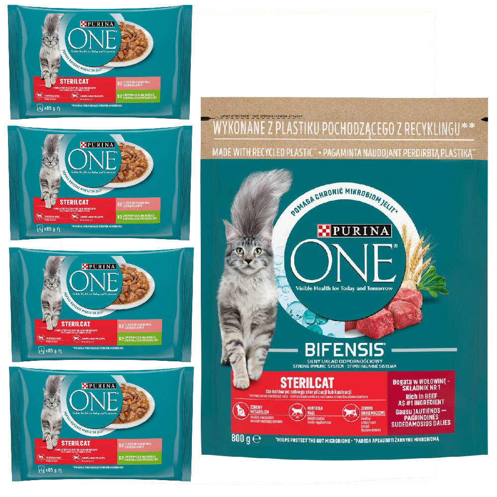 Purina One Sterilcat Mokré Krmivo Pro Kočky Krůta 16 x 85 g suché krmivo 800 g
