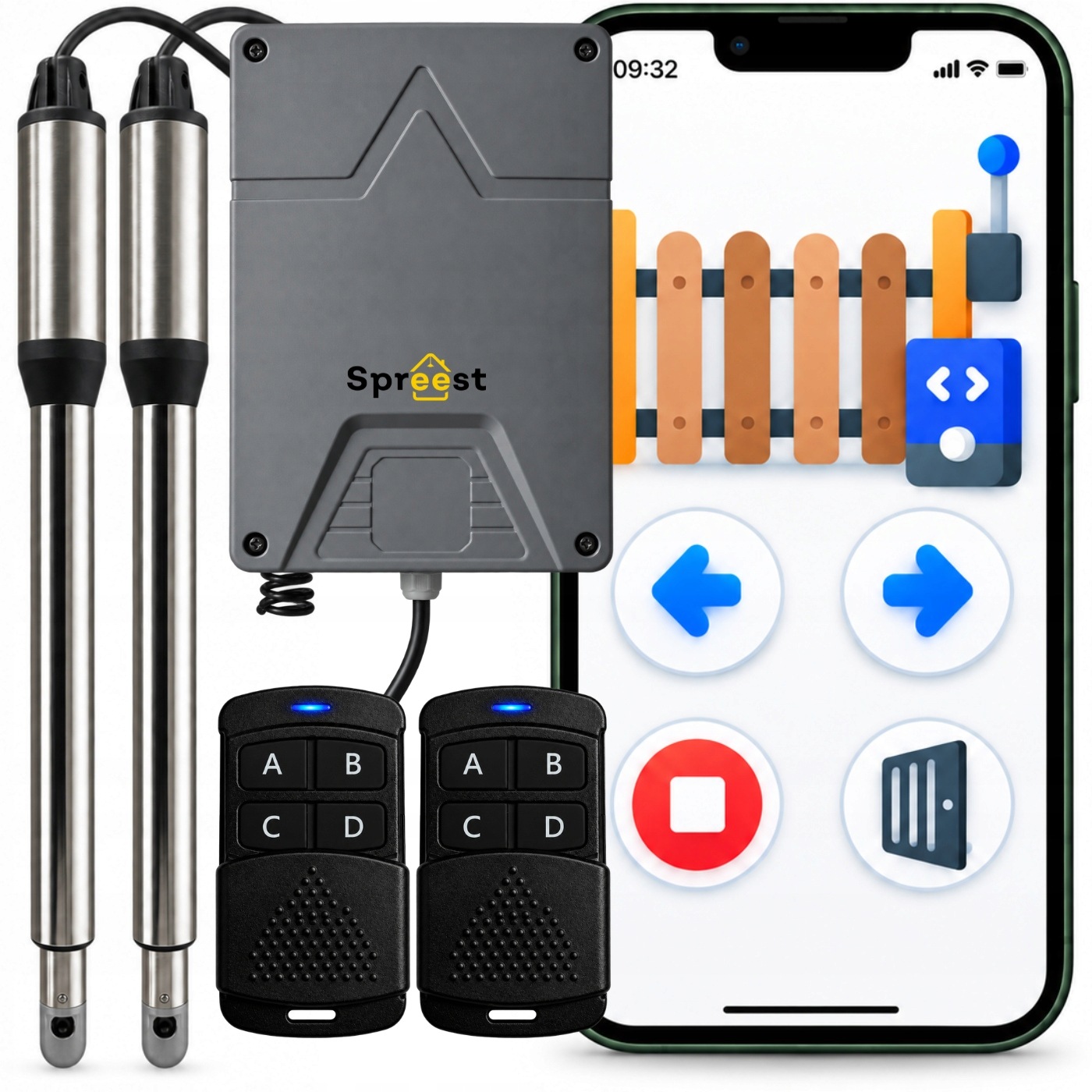 Automatický Pohon Pro Dvoukřídlou Bránu Dálkové Ovládání Pohon Sada Aplikace Wifi