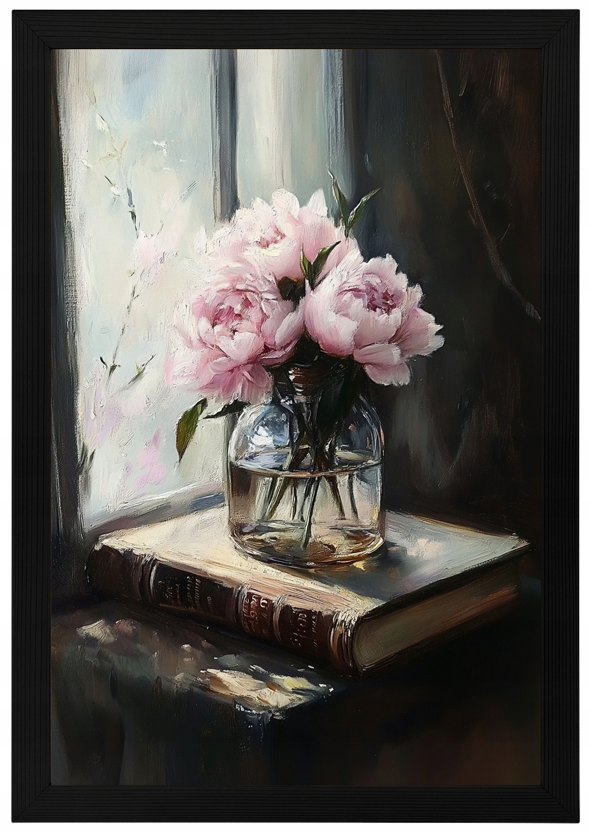 Plakát Rámeček Květiny Pivoňky Kytice Okénko Do Knihy 40x60