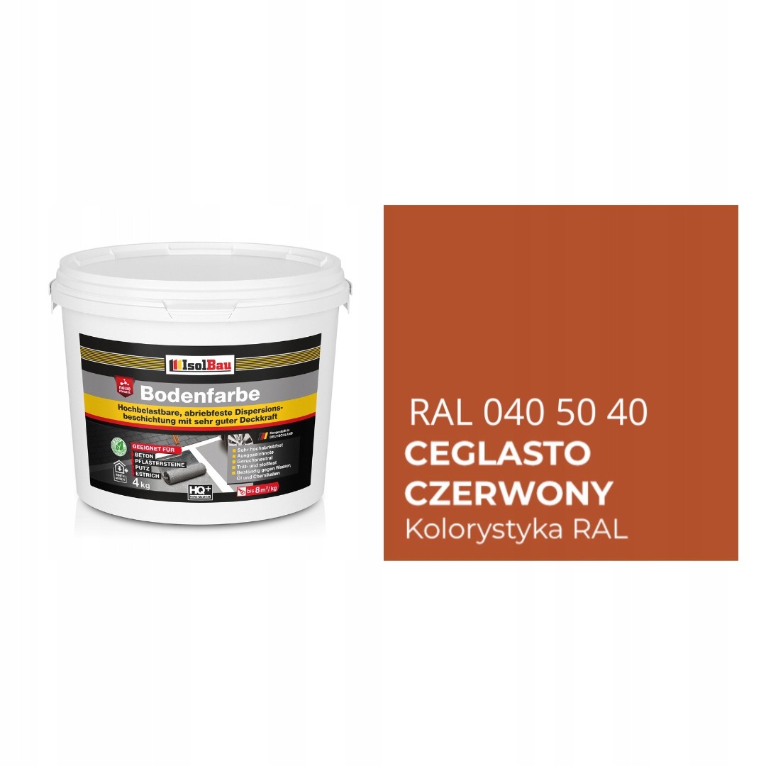 Farba do betonu kostki drewna metalu uniwersalna Bodenfarbe Ziegelrot 4KG