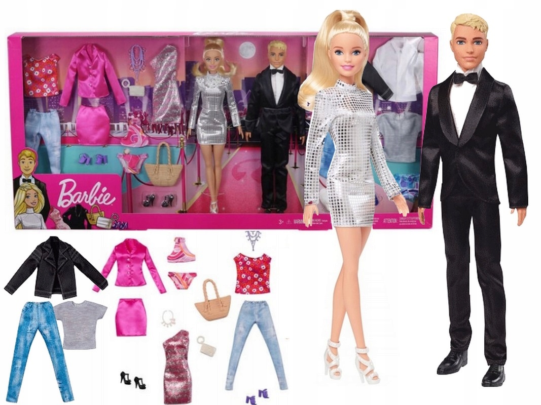 

Lalka Barbie + Ken 2 Lalki Duży Zestaw Ubrań GHT40