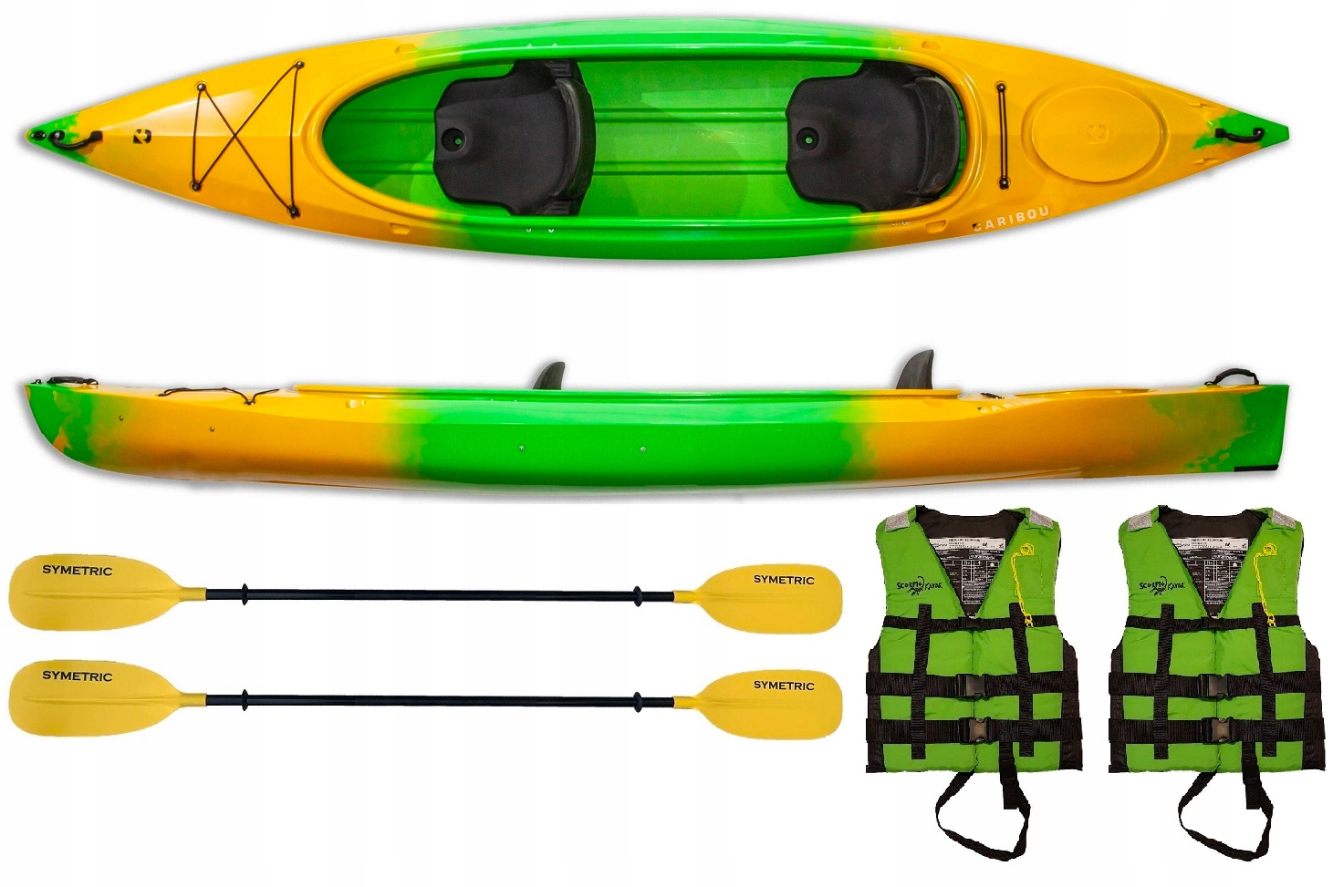Dwuosobowy Kajak Turystyczny Caribou Stabilny Rodzinny Dwójka Zestaw