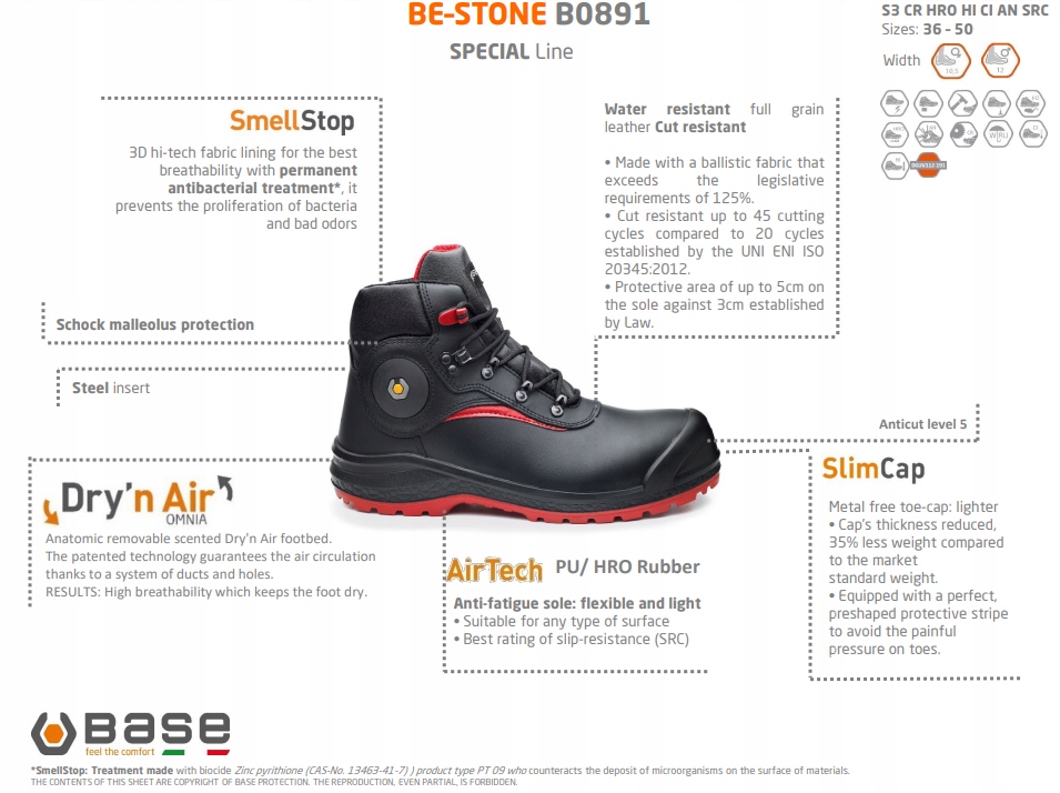 BUTY ROBOCZE Trzewiki KEVLAR Base Be-Stone S3 CR HRO CI HI AN 42 EAN (GTIN) 8034003174491