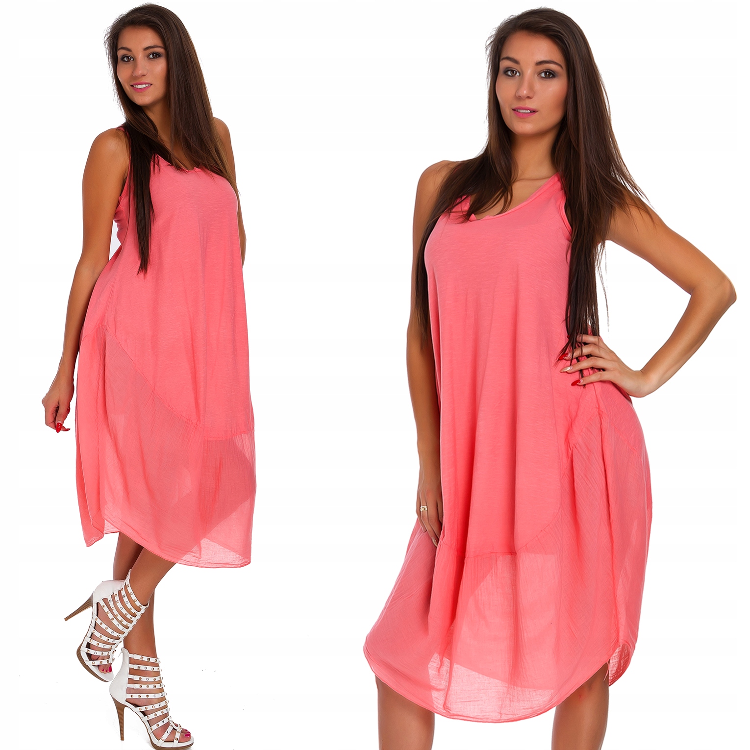 665_LETNIA ZWIEWNA SUKIENKA oversize PLAŻOWA Wzór dominujący bez wzoru