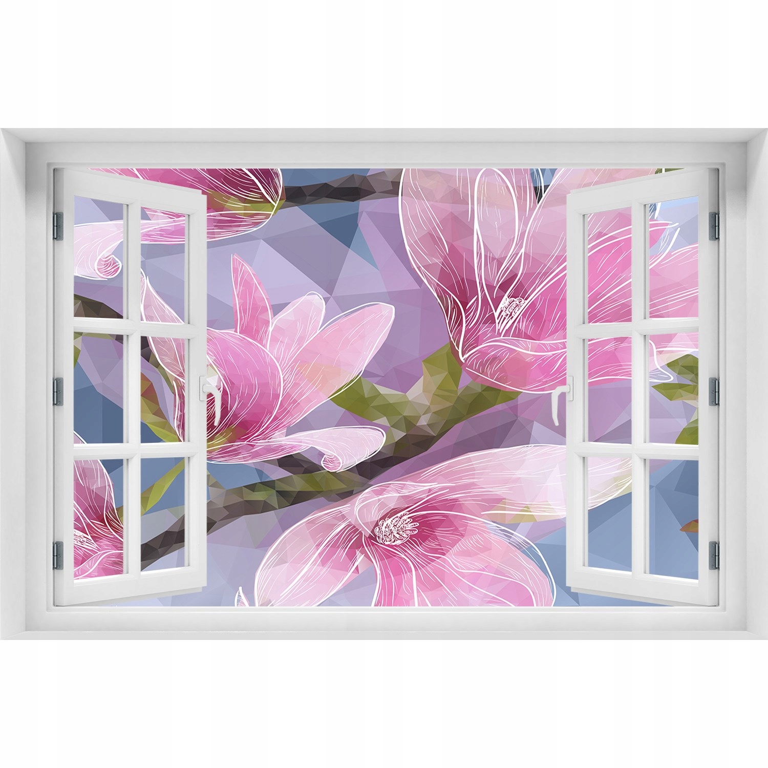 

3D Okno Naklejka ścienna Różowa magnolia 90x60
