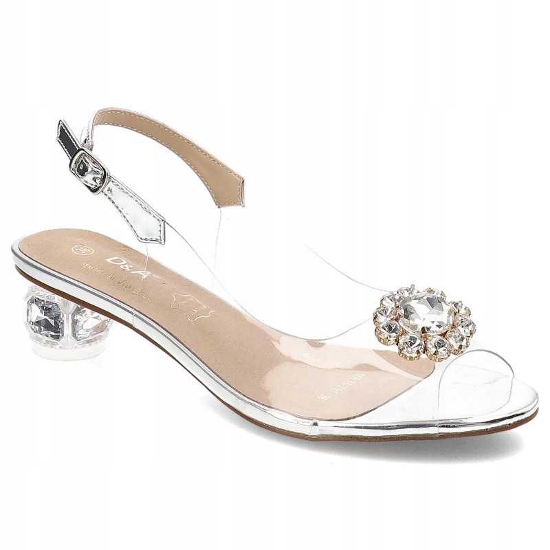 Stříbrné sandály S.Barski Elegantní dámská obuv s broží