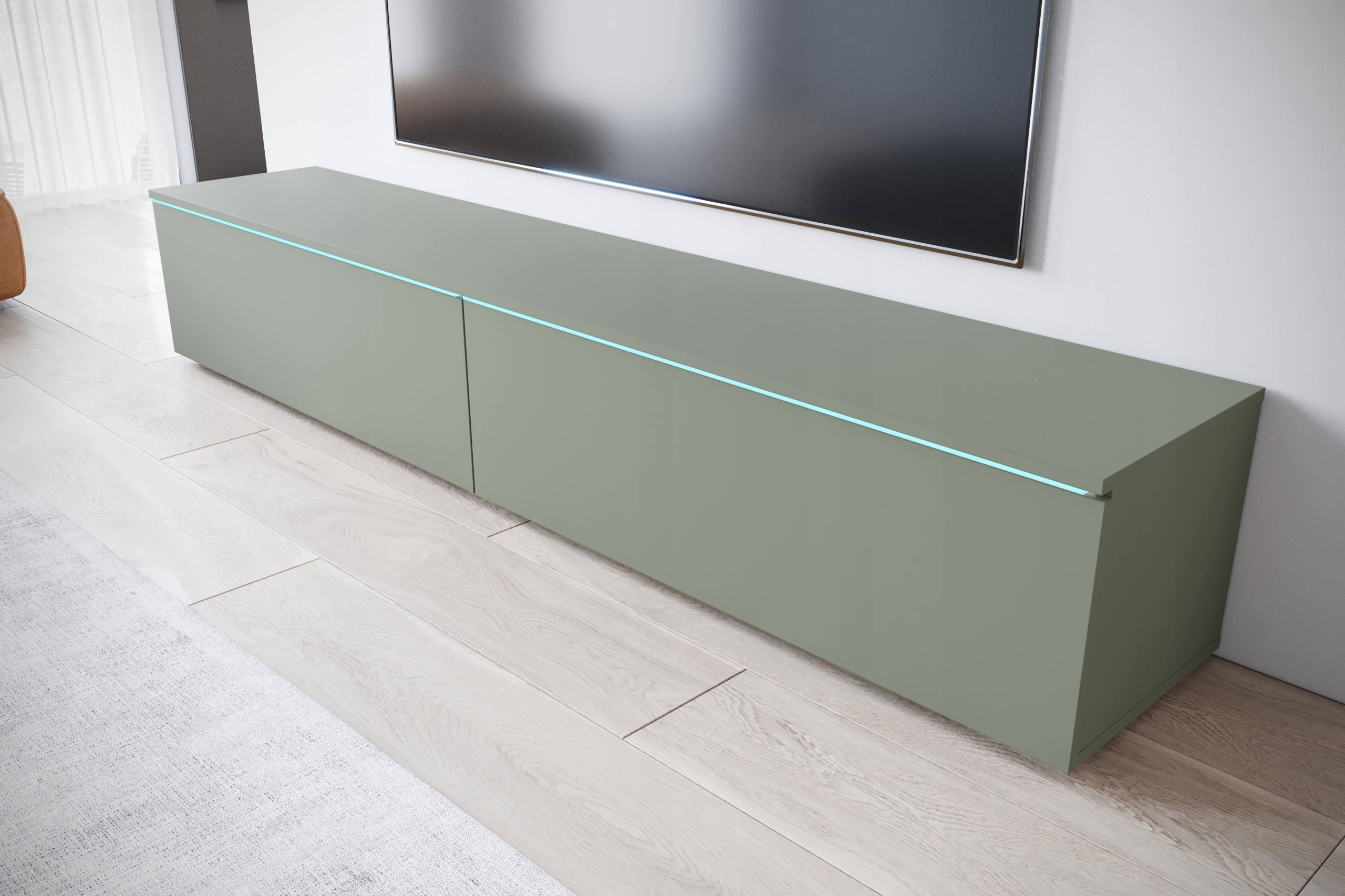 Szafka RTV Lowboard D 180cm MGLISTA ZIELEŃ Głębokość mebla 33 cm