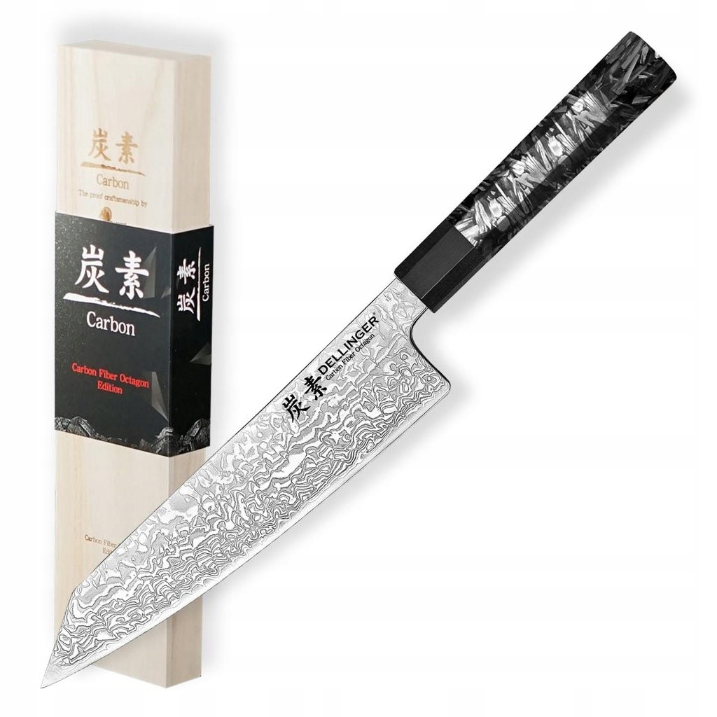 Kuchynský nôž Dellinger Carbon Fiber Octagon Kiritsuke 215