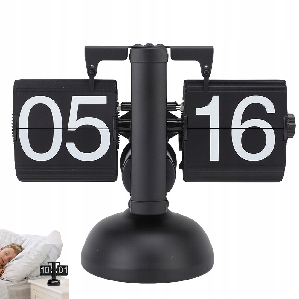 Stojící Klapkové Hodiny Retro S Výraznými Číslicemi Do Obývacího Pokoje Ložnice, Černé