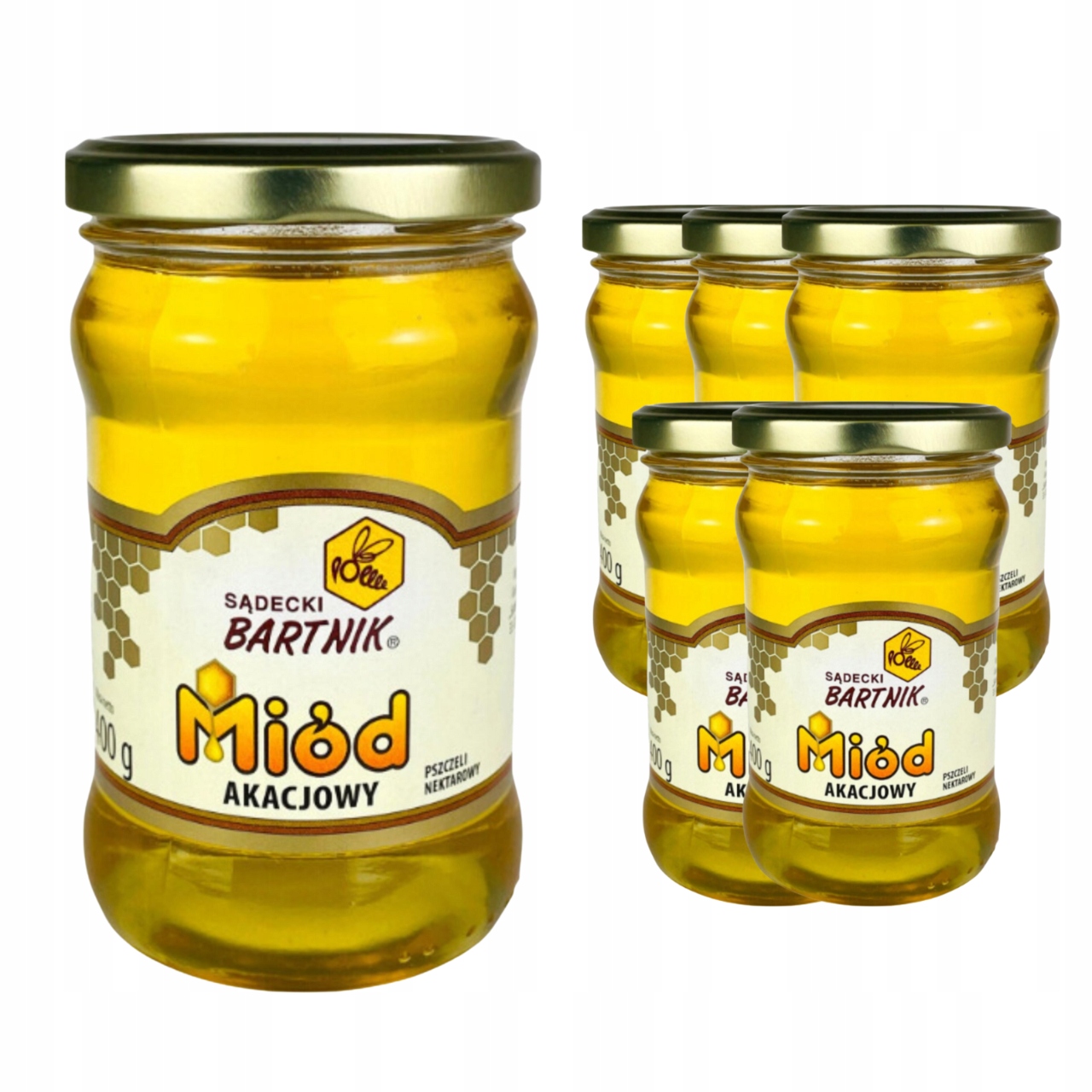 Sądecki Bartnik Miód Akacjowy Działanie Kojące Przeciwzapalne 400g x6