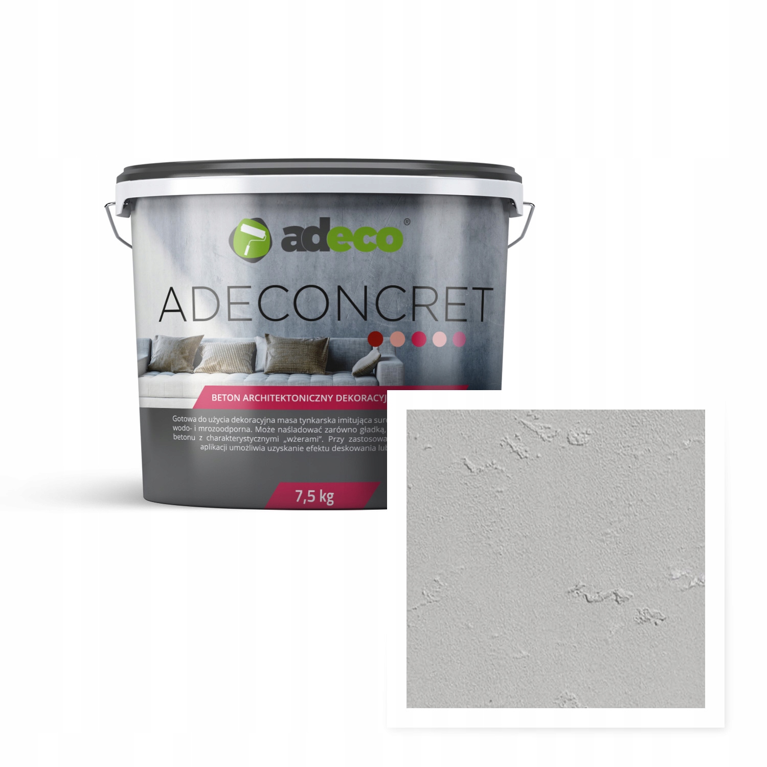 Dekorativní beton na stěny Světle šedý Inox 7,5 kg