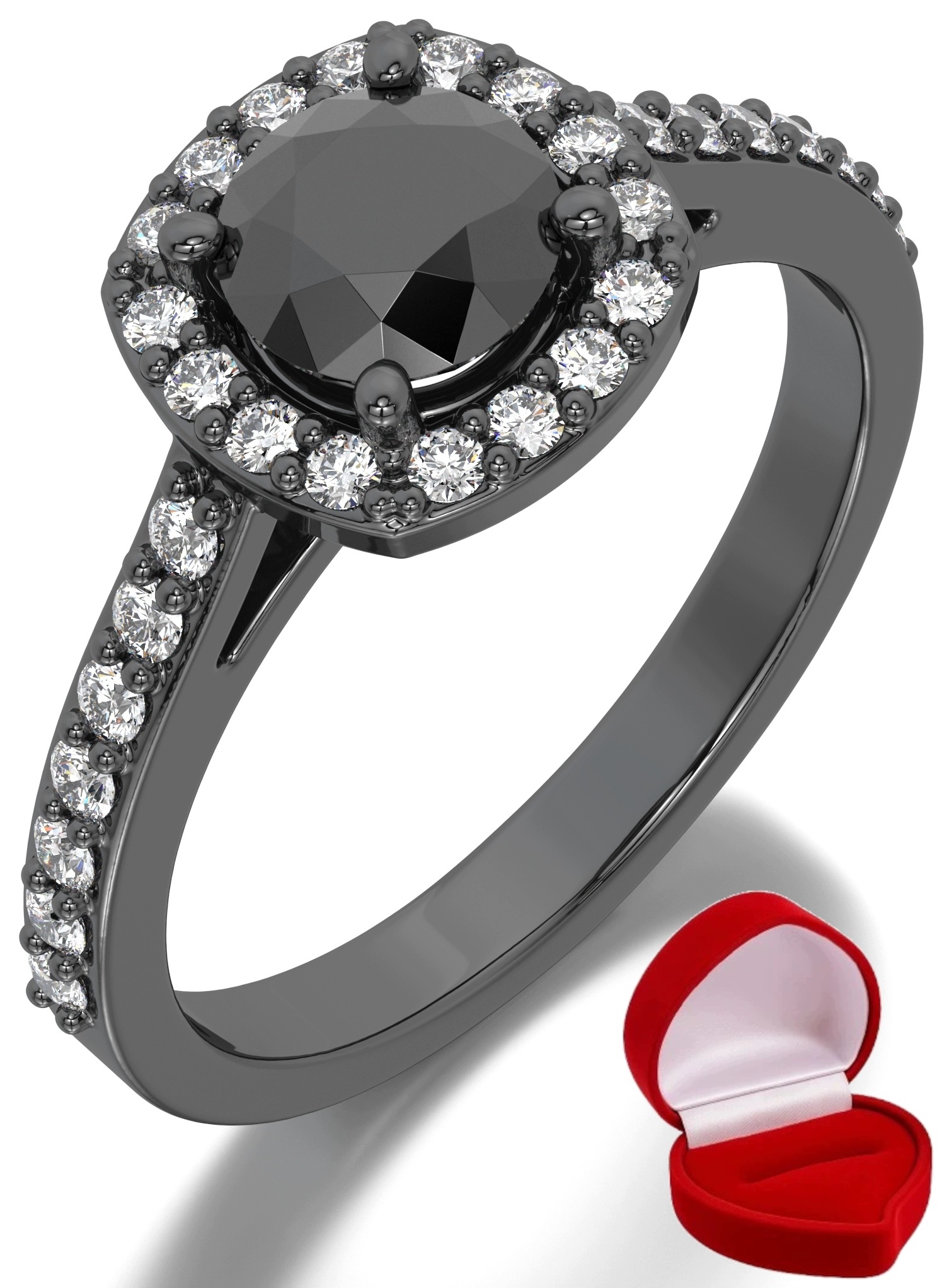 Zlatý Prstýnek 585 14k Brylant Č. 0,70 ct Černé Zlato R24