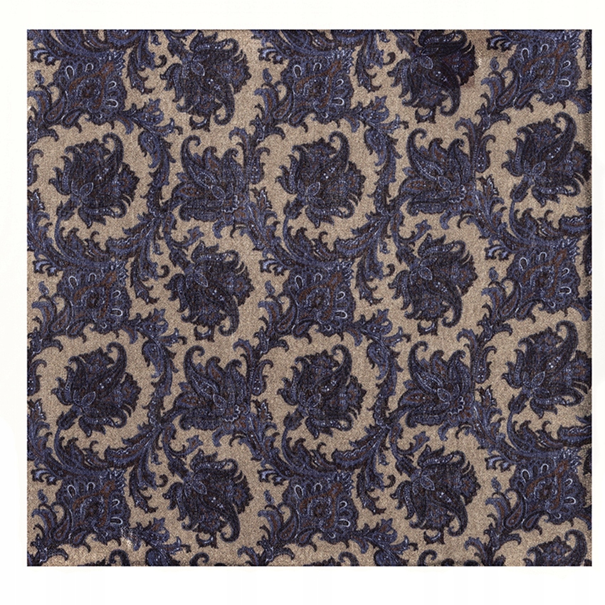 Vlněný béžový pánský kapesníček ve vzoru paisley Pako Lorente Premium