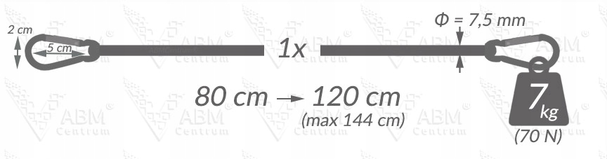 LINKA ELASTYCZNA KARABIŃCZYK METAL 80 cm GUMA HAK Stan opakowania oryginalne