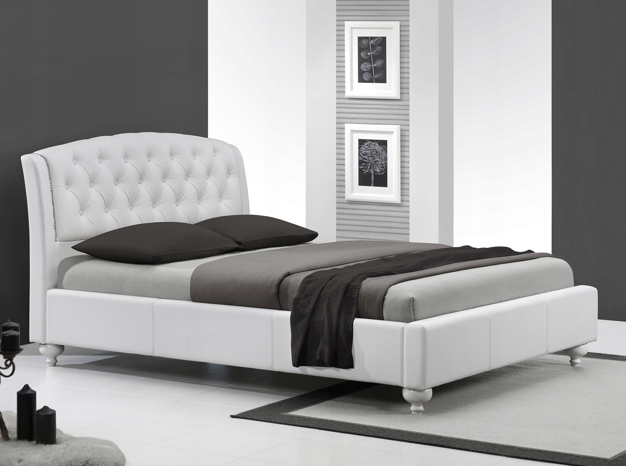 

Łóżko 160 Solano Biały Pikowane Glamour