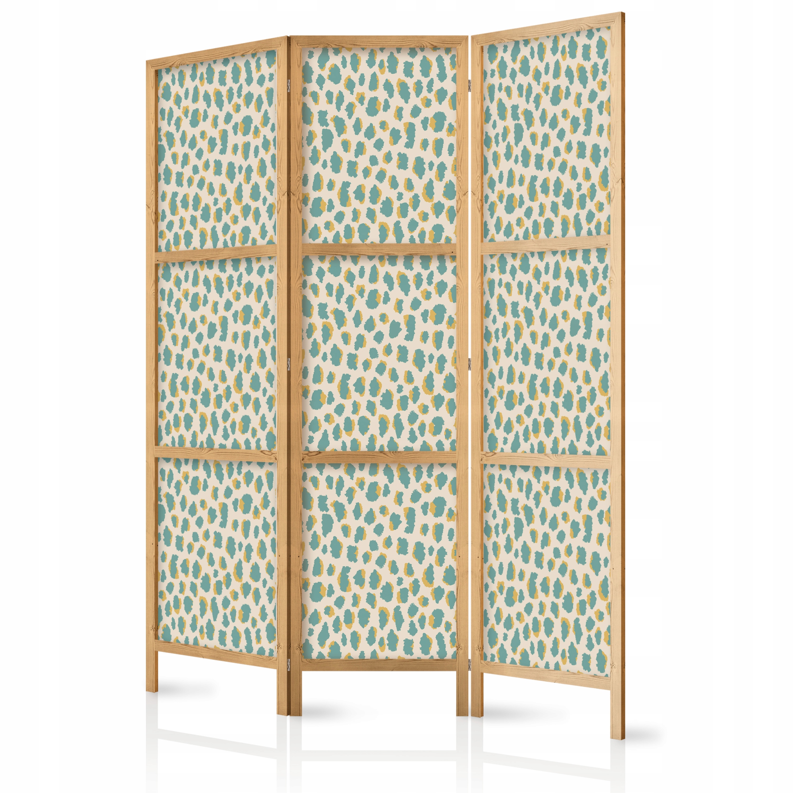 Paraván Japonský Panelový 3-DÍLNÝ Zelené Tečky Skvrny Styl Boho 135x172