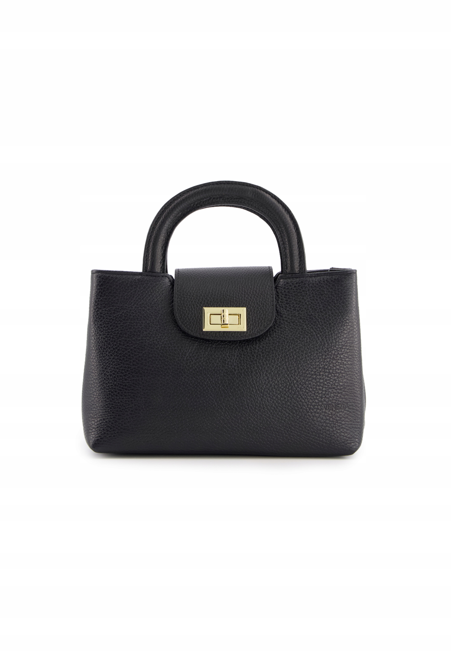 Damska torba VENEZIA. Kuferek w kolorze czarnym ze skóry naturalnej. Kolor czarny
