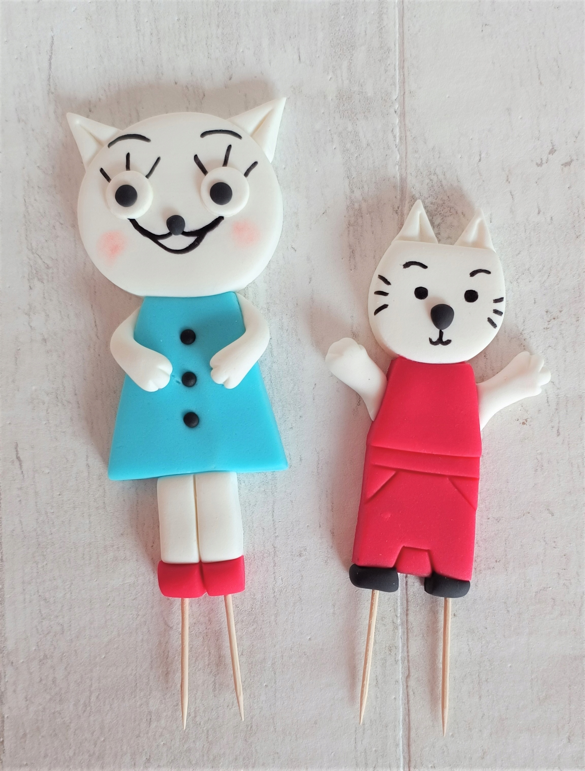 Levně Kočička Kočka a Nunuš figurky na dort z cukrové hmoty Sada