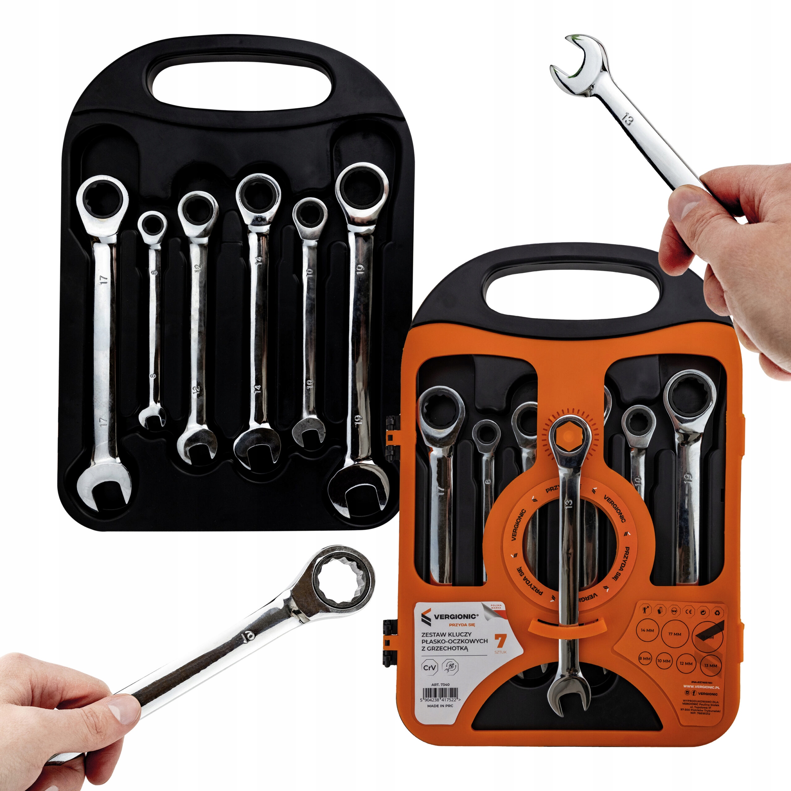 

Zestaw kluczy płasko oczkowych z grzechotką 8-19