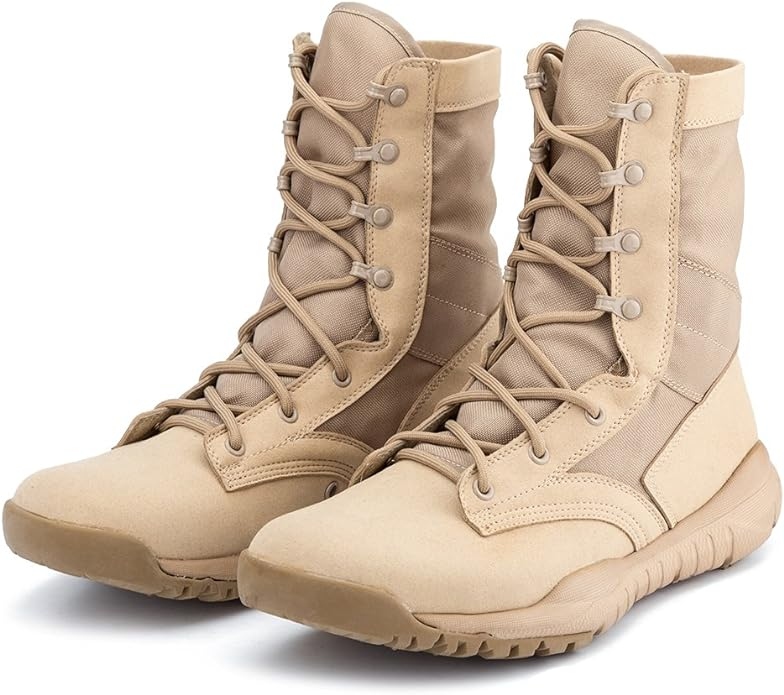 Buty Militarne Beżowe Wysokie Wiązane 38 1S7B
