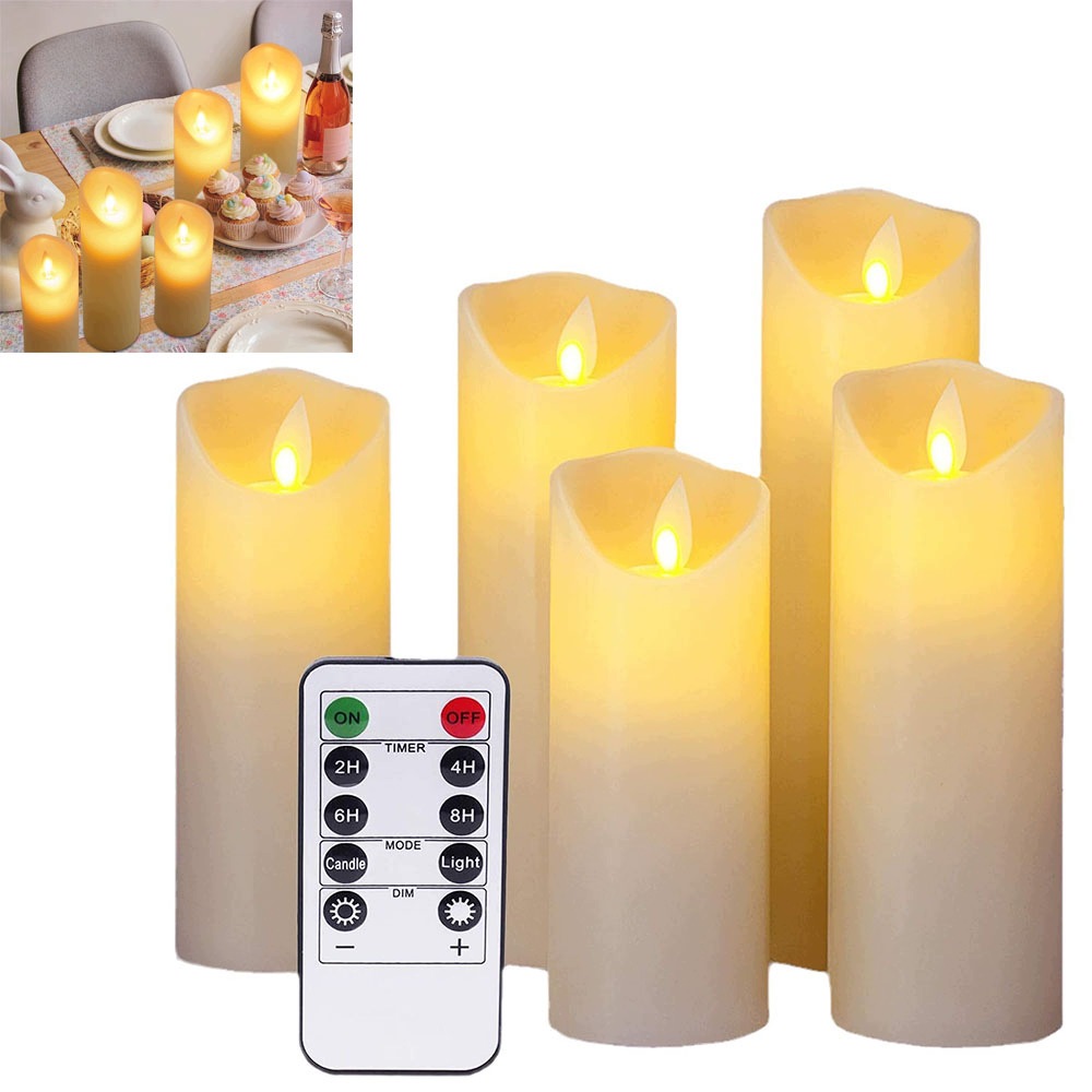 Sada 5 Led Svíček S Efektem Plamene, Usb, Vosk Ovladače