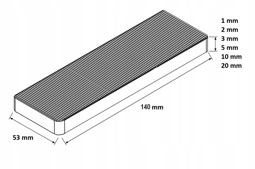 Miks mix podkładek poziomujących pod wysokie obciążenia HS od 1-20 mm x 125 Kod producenta DO-53X170-MIX150SZT