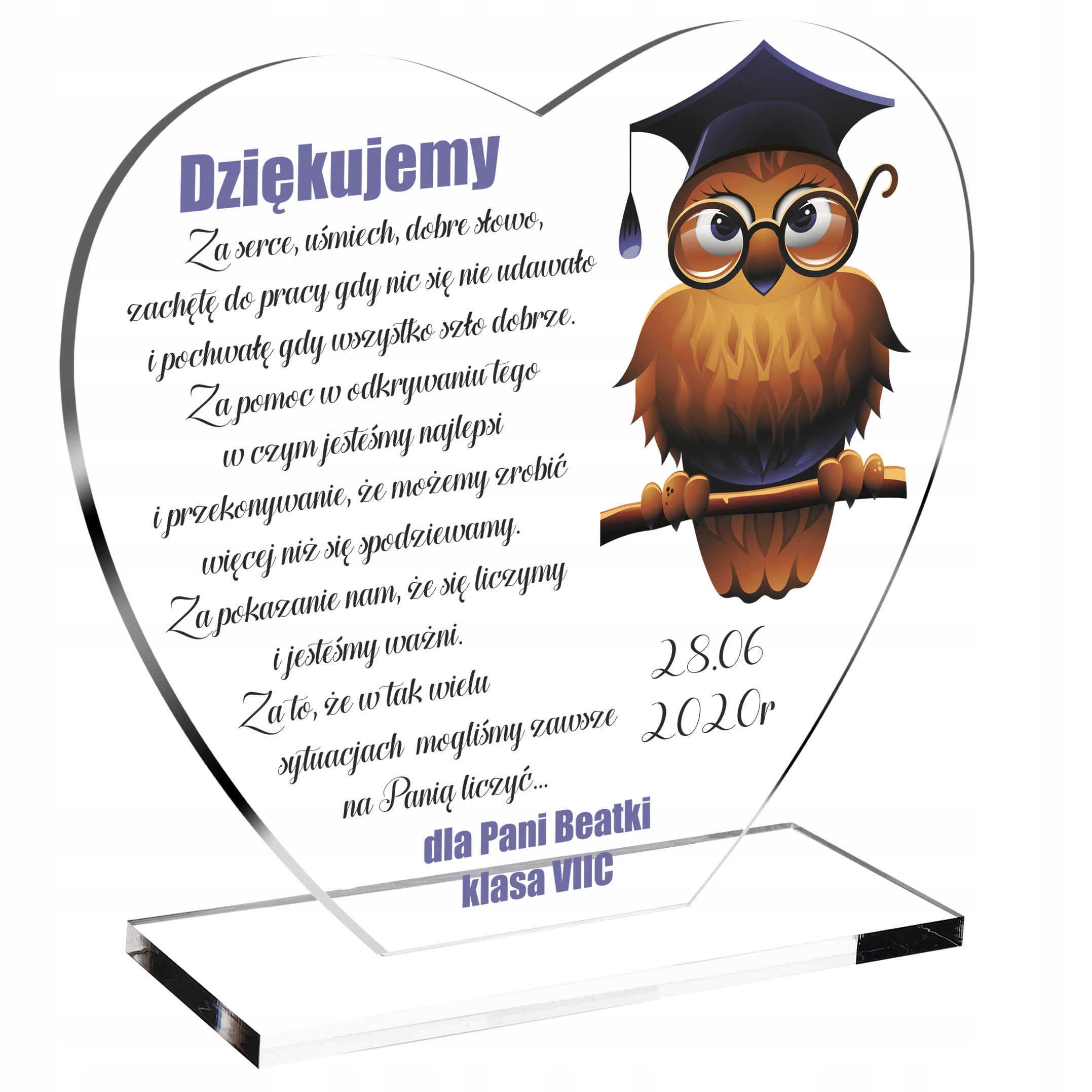 

Podziękowanie dla nauczyciela pamiątka