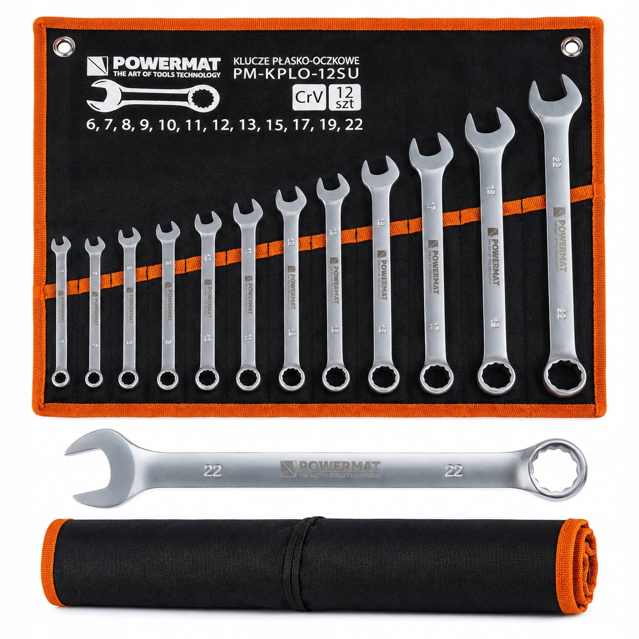 Zestaw Kluczy Płasko-oczkowych 12 Elementów 6-22MM CrV W Etui Do Garażu