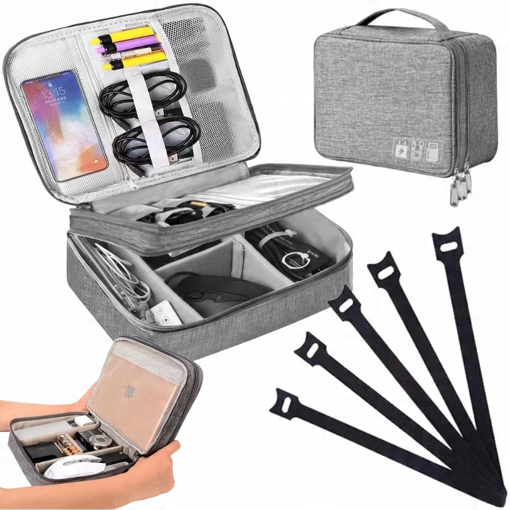 

Etui Torba Przenośna Organizer Na Kable +5 Rzepów
