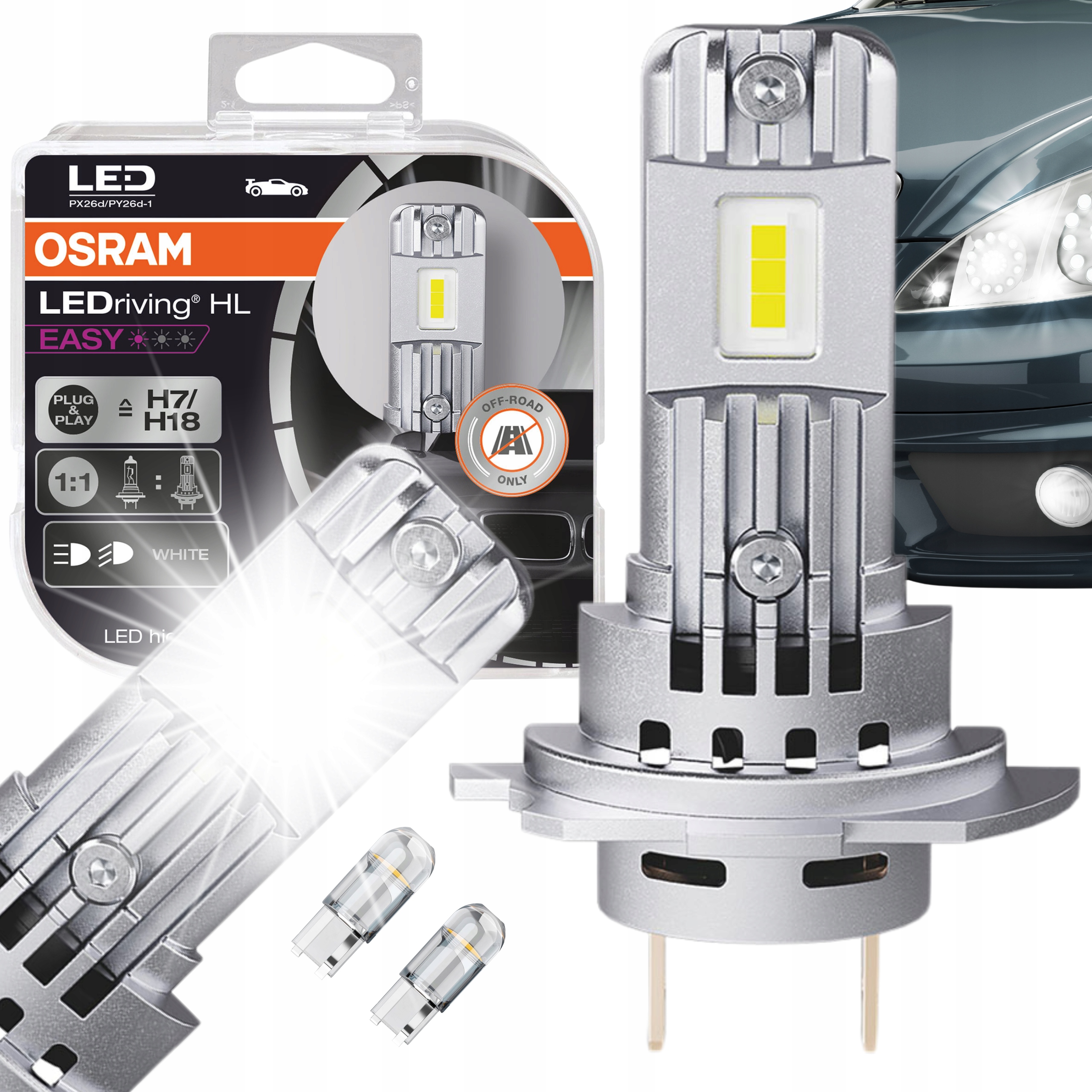 2X OSRAM H7/H18 LED ŻARÓWKA ŻARÓWKI RETROFIT WIĘCEJ ŚWIATŁA +200 EASY FIT