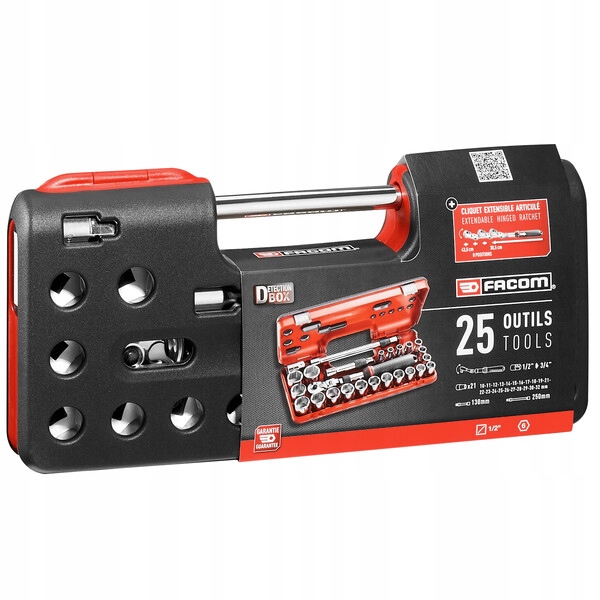 ZESTAW NASADOWY 1/2" Z GRZECHOTKĄ PRZEDŁUŻANĄ 25 SZT FACOM SXL.DBOX3PB Kod producenta SXL.DBOX3PB