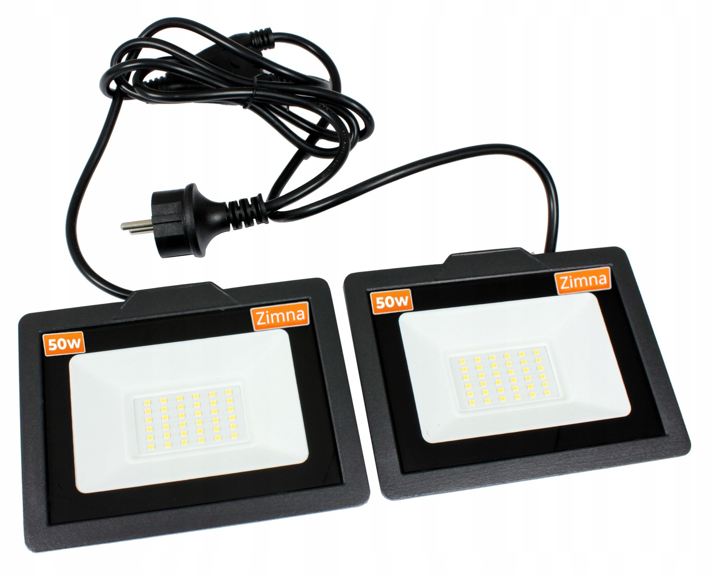 HALOGEN LED BUDOWLANY 2X50W+KABEL 1,5M BARWA ZIMNA