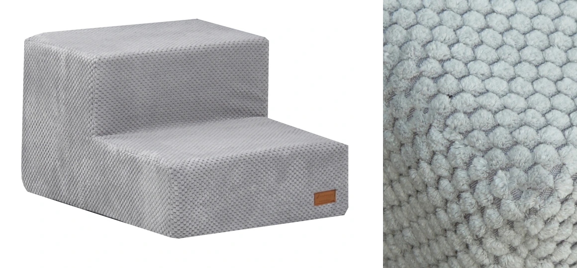 Schodki/schody do kanapy sztruks głębsze popiel