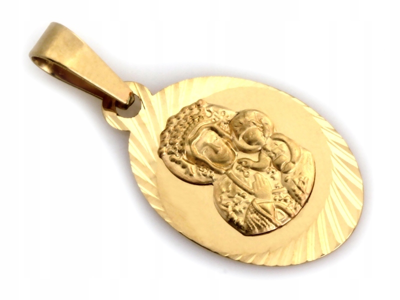 Elegantní medailon Matka Boží Žluté zlato pr. 585 Na přijímání váha 0.72 g