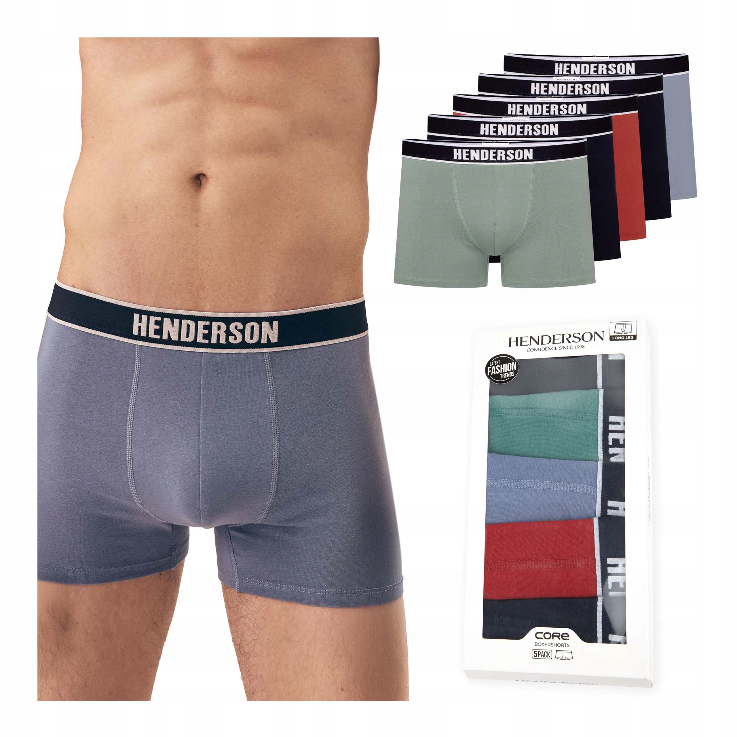 Pánské boxerky Henderson bavlněné 5pack sada slipy různé barvy XL