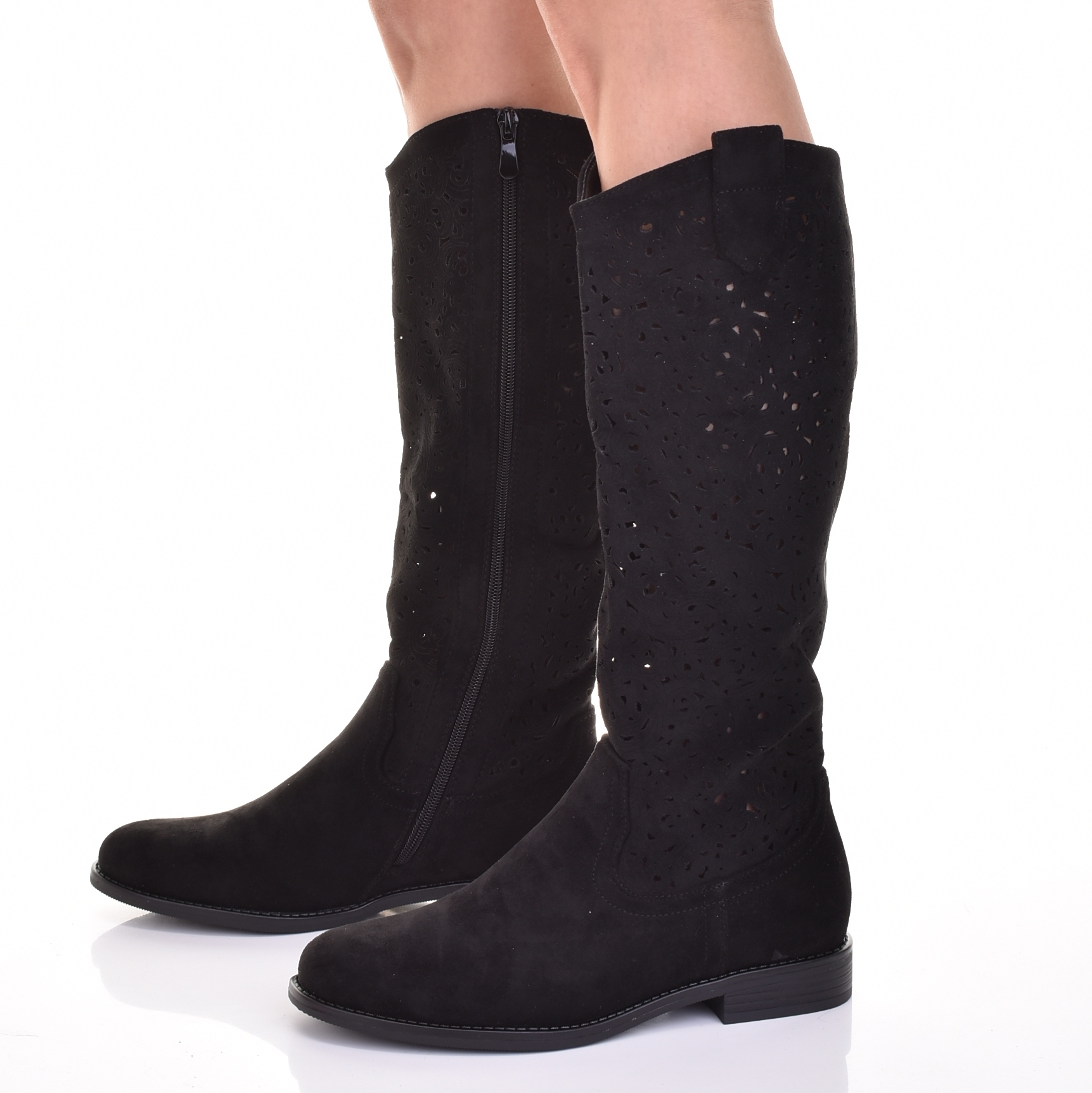 Dámské Kotníkové Boty Na Podpatku Před Kolenem Elegantní Ažurové