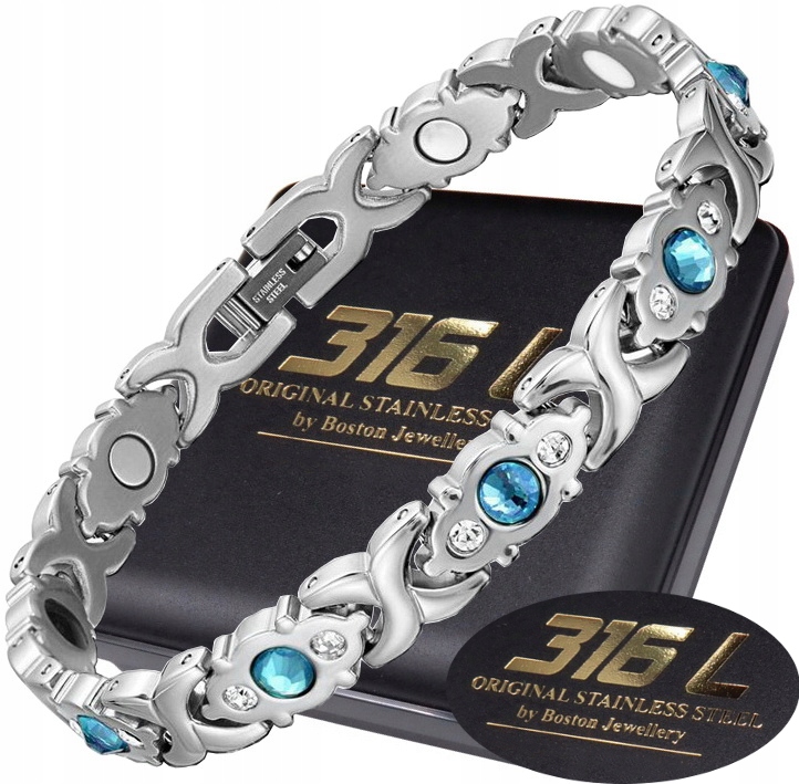 

Srebrna Zdrowotna Bransoletka Magnetyczna Damska