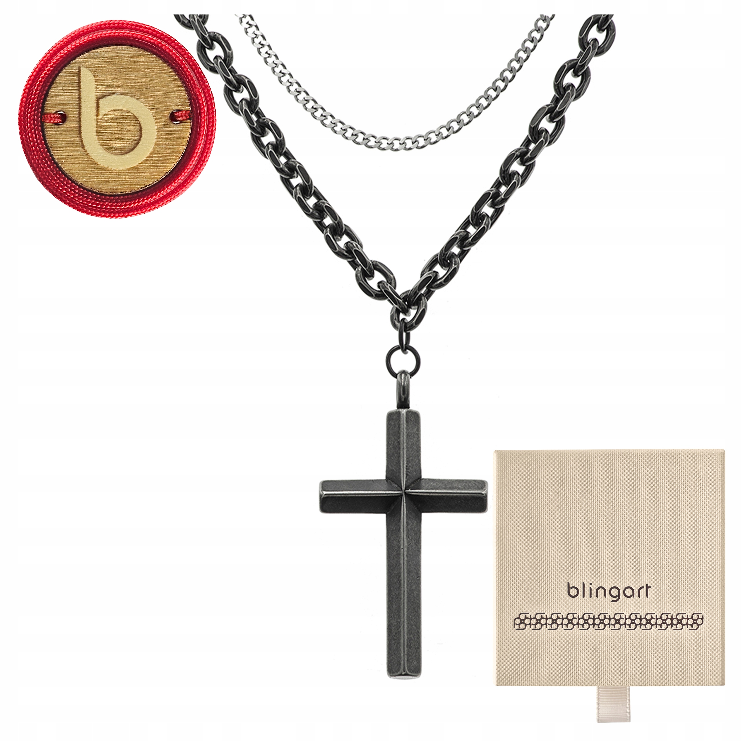 Náhrdelník s křížkem pánský ocel chirurgický černý křížek Blingart