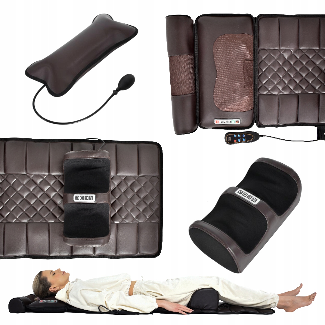 Mata Masująca Wibracyjna Do Masażu Pleców Na Fotel Materac 175x50cm Brązowa