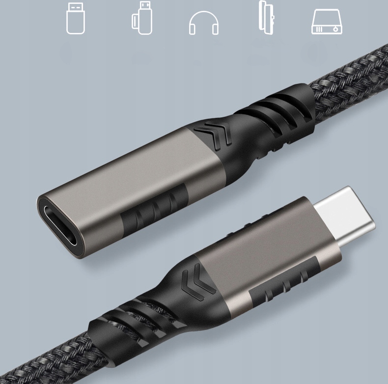 PRZEDŁUŻACZ USB-C 3.1 THUNDERBOLT 3 100W 4K 5A 1m Długość kabla 1 m