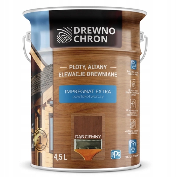 Impregnat do drewna Drewnochron Extra Dąb Ciemny 4,5 l powłokotwórczy