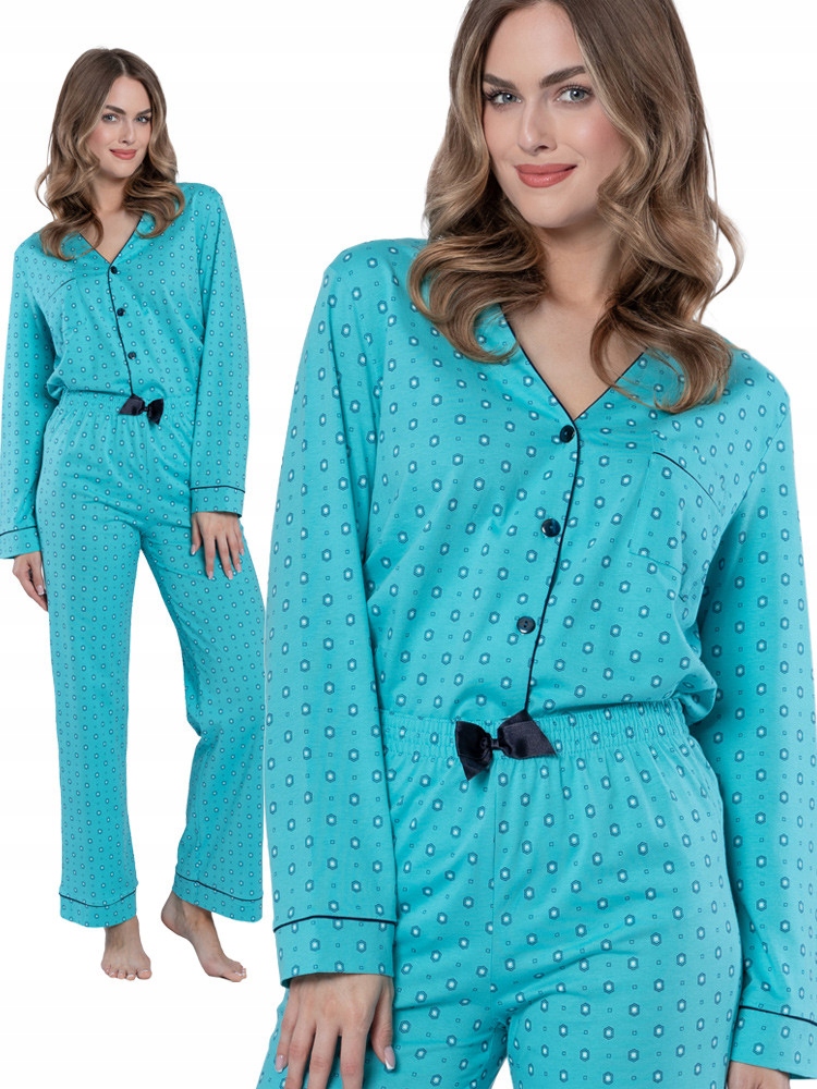 Leveza Alicja tyrkysové dámské pyžamo na zip elegance a pohodlí M
