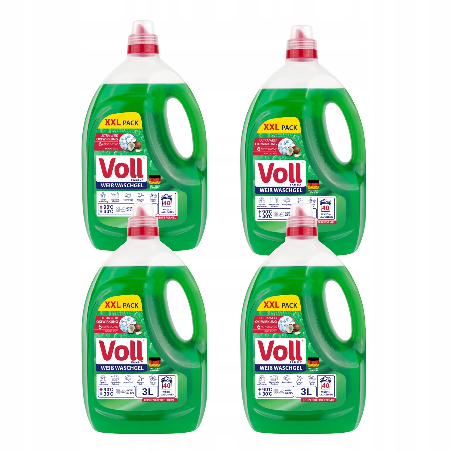 Levně 4x Voll Gel na praní bílých světlých tkanin německý De 40 Praní 3 l