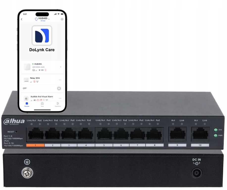 Switch Poe 8x PoE 2x Uplink 10/100/1000Mbps Dahua CS4010-8GT-60