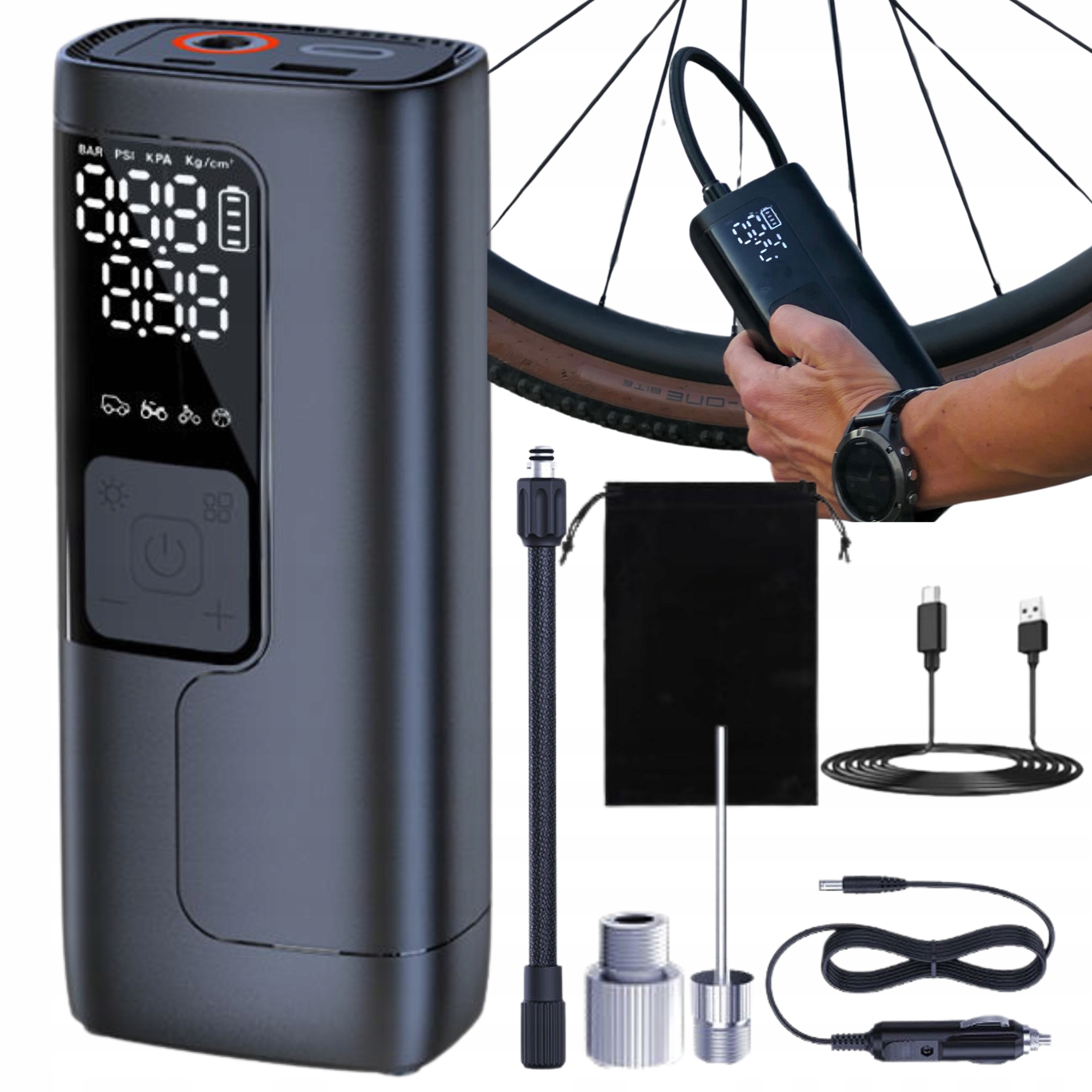 Elektrická pumpa kompresorová bezdrátová automobilová kolo 5200 mAh 150psi