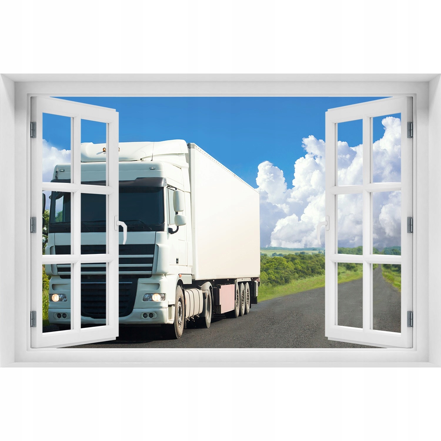 

3D Okno Naklejka ścienna Biała ciężarówka 150x100