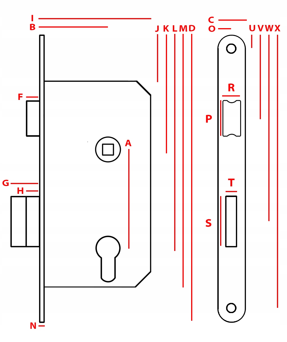 ZAMEK WPUSZCZANY DO DRZWI JANIA 72/50 KLUCZ Kod producenta Z079